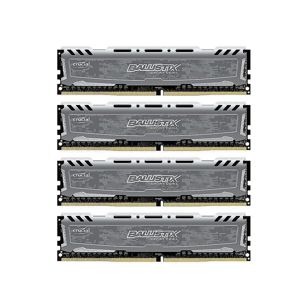 16GB (4x4GB) Ballistix Sport LT DDR4-2400 CL16 (16-16-16) RAM Kit, 16GB, 4x4GB, Ballistix, Sport, LT, DDR4-2400, CL16, 16-16-16, RAM, Kit