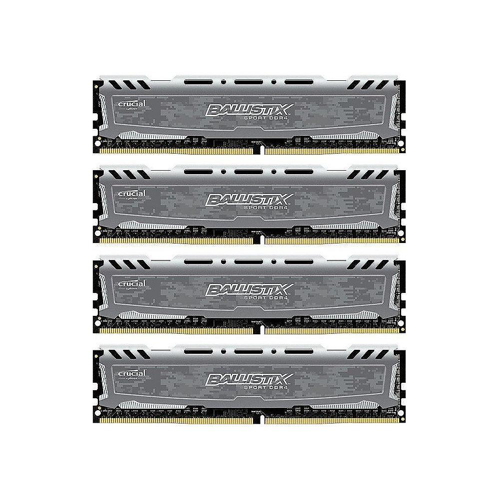 64GB (4x16GB) Ballistix Sport LT Grau DDR4-3000 CL15 (15-16-16) RAM Kit