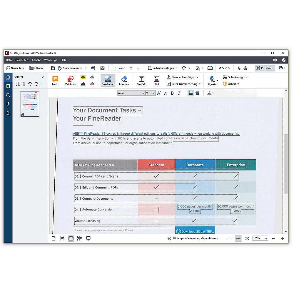 ABBYY FineReader 14 Standard, 1 User, Upg.v.FR 11/12 o.PDF T 3/ , ESD Key