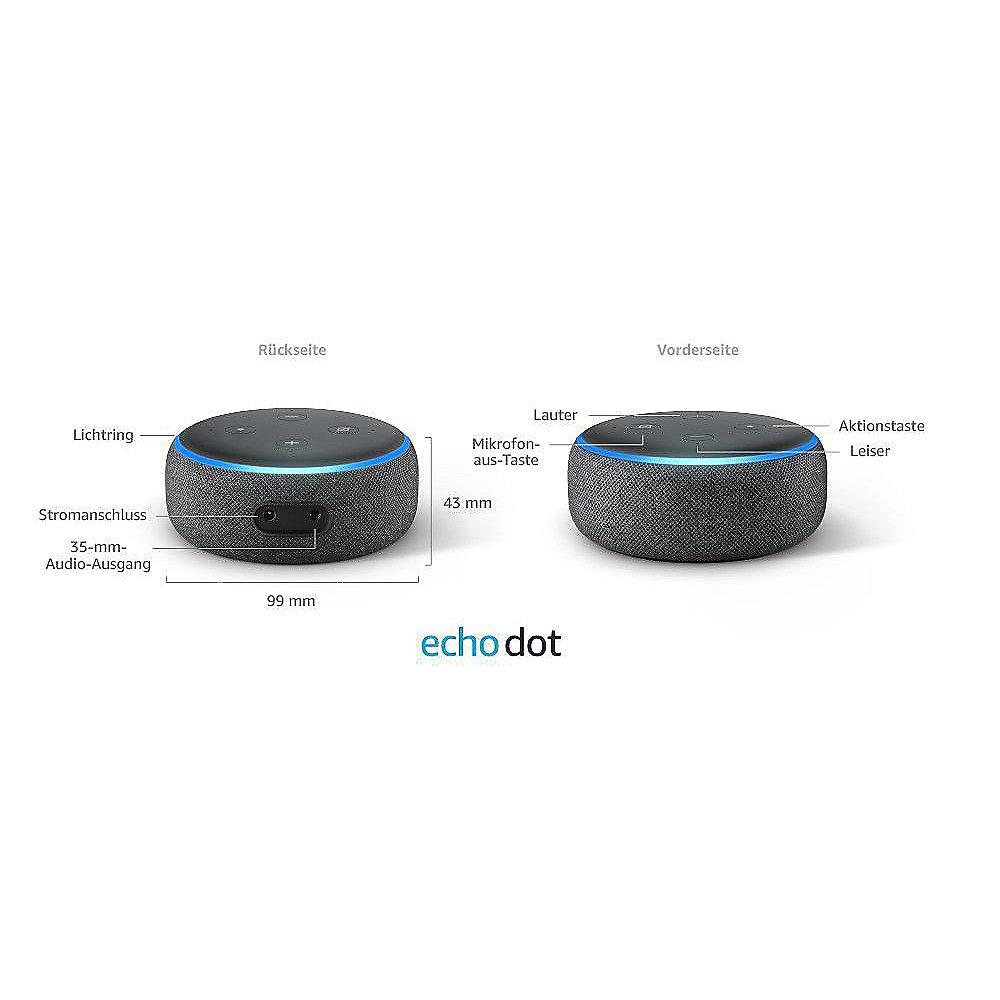 Amazon Echo Dot (3. Generation) - Doppelpack - Hellgrau Stoff