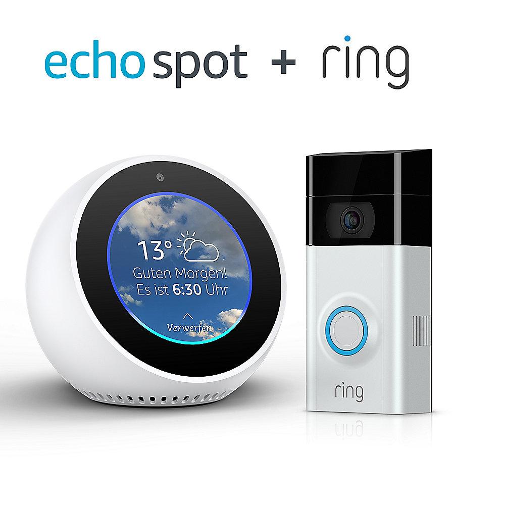 Amazon Echo Spot - weiß & RING Video Türklingel 2, Amazon, Echo, Spot, weiß, &, RING, Video, Türklingel, 2