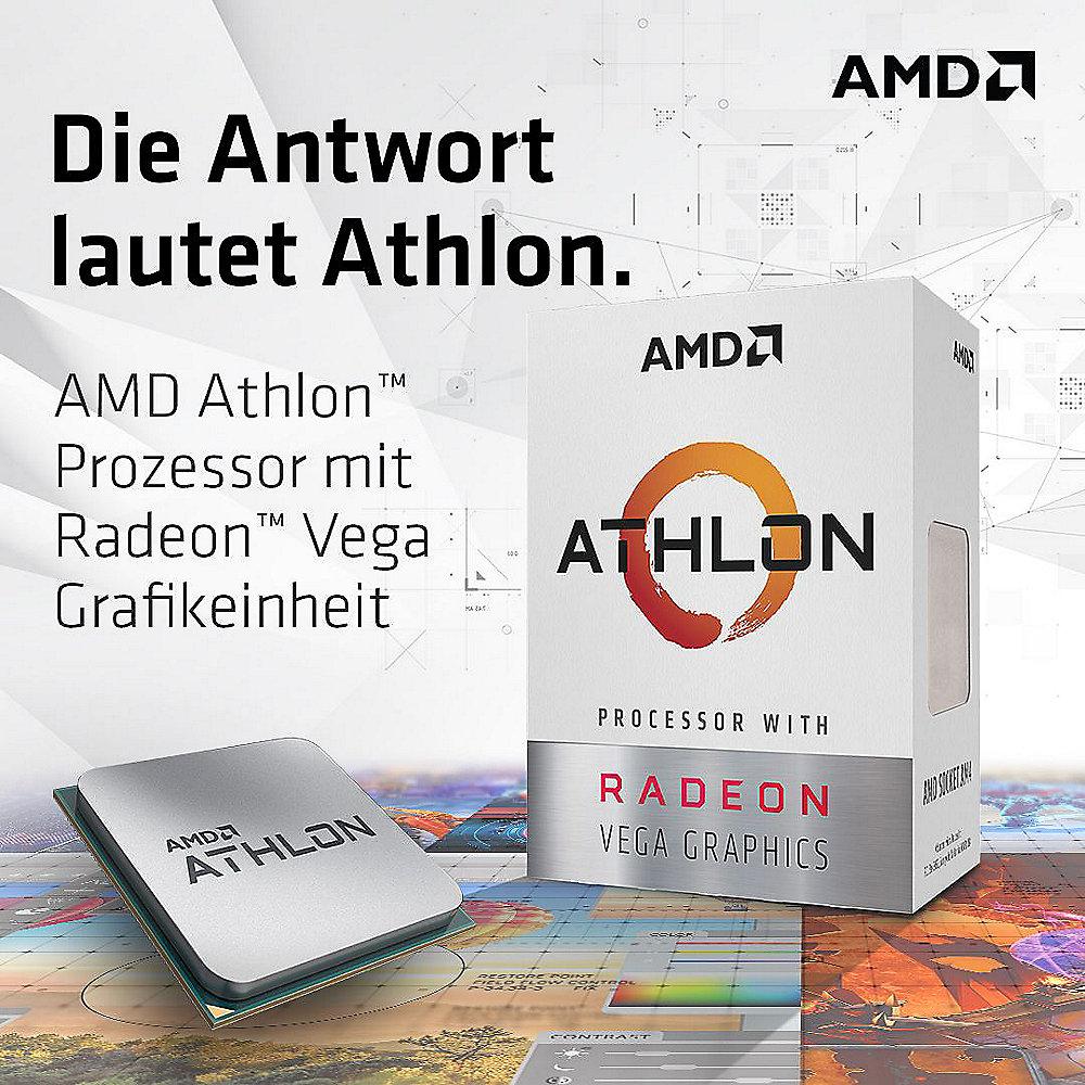 AMD Athlon 220GE (2x 3,4 GHz) mit Radeon Vega 3 Grafik, Sockel AM4, AMD, Athlon, 220GE, 2x, 3,4, GHz, Radeon, Vega, 3, Grafik, Sockel, AM4