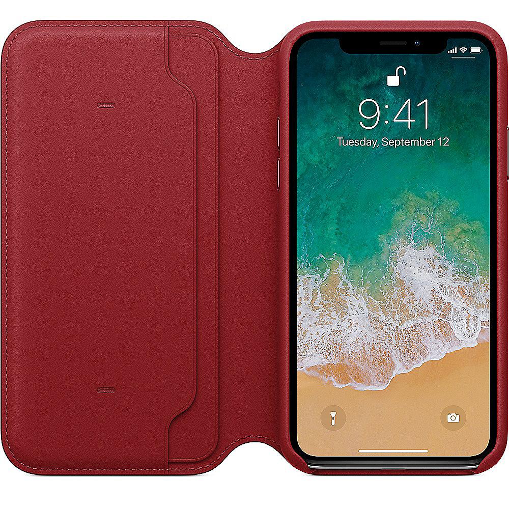 Apple Original iPhone X Leder Folio Case-(PRODUCT)RED