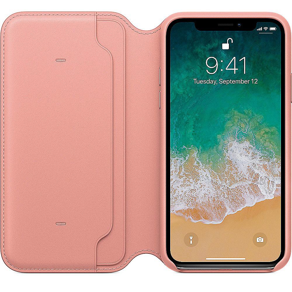 Apple Original iPhone X Leder Folio Case-Zartrosa