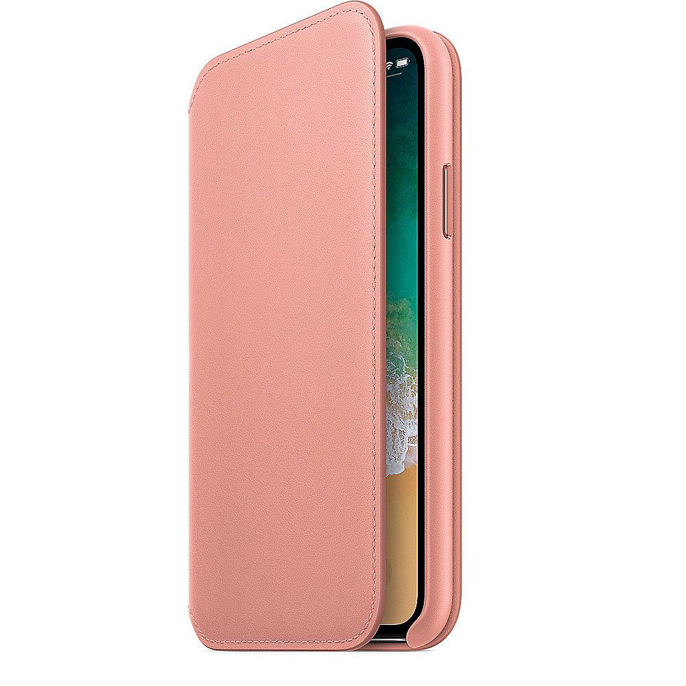 Apple Original iPhone X Leder Folio Case-Zartrosa