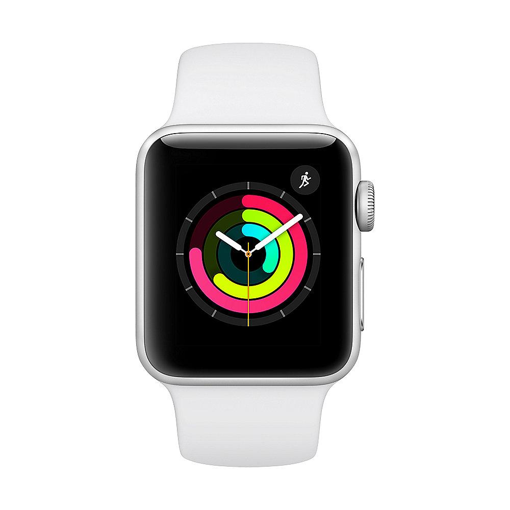 Apple Watch Series 3 GPS 38mm Aluminiumgehäuse Silber mit Sportarmband Weiß