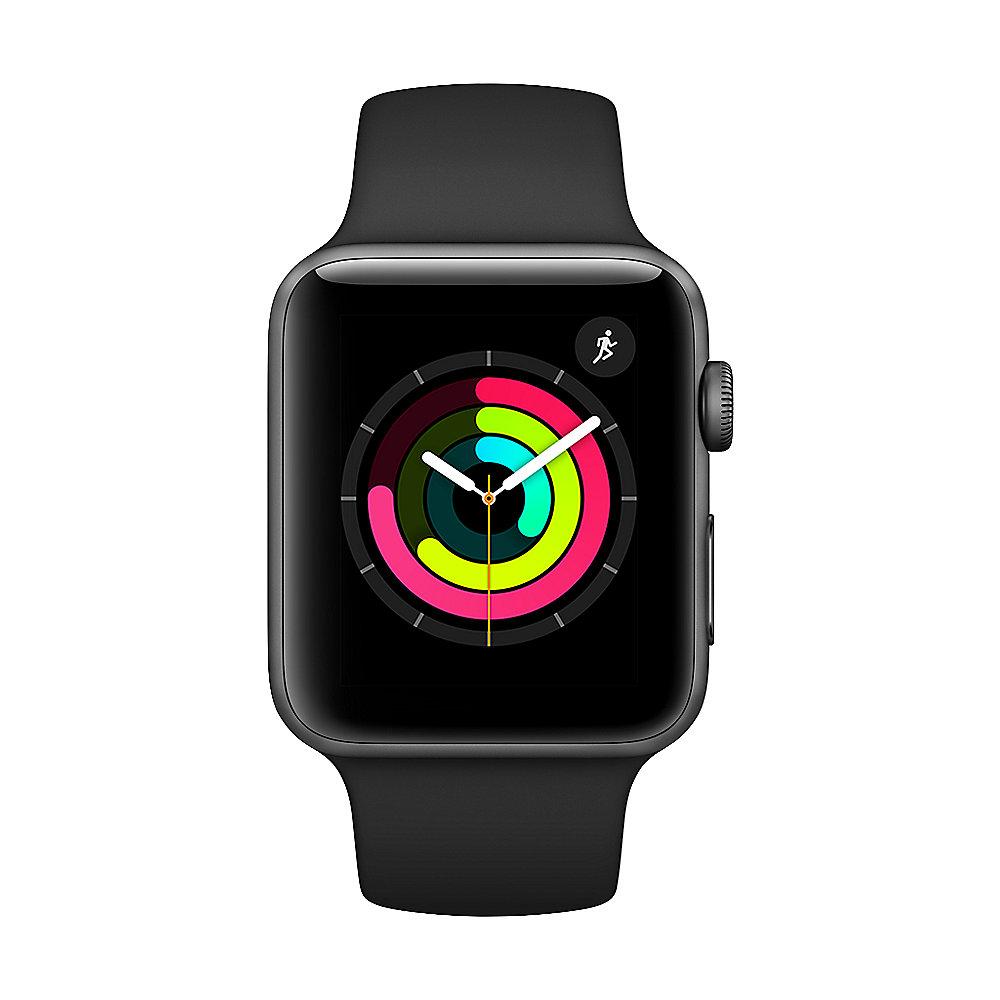 Apple Watch Series 3 GPS 42mm Aluminiumgehäuse Space Grau Sportarmband Schwarz