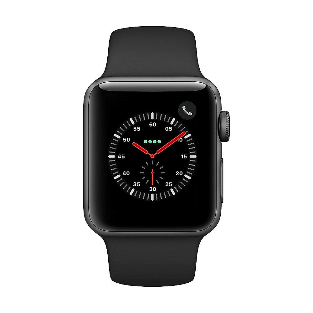 Apple Watch Series 3 LTE 38mm Aluminiumgehäuse Space Grau Sportarmband Schwarz