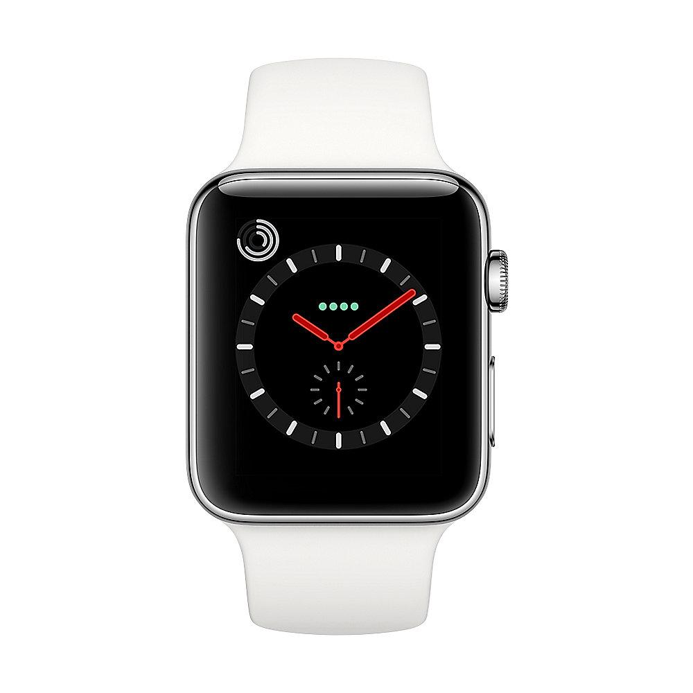 Apple Watch Series 3 LTE 42mm Edelstahlgehäuse mit Sportarmband Soft Weiß