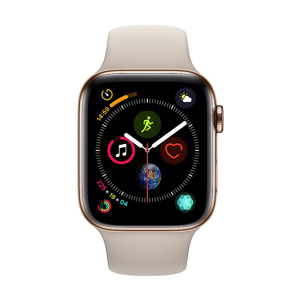 Apple Watch Series 4 LTE 44mm Edelstahlgehäuse Gold mit Sportarmband Stein, Apple, Watch, Series, 4, LTE, 44mm, Edelstahlgehäuse, Gold, Sportarmband, Stein