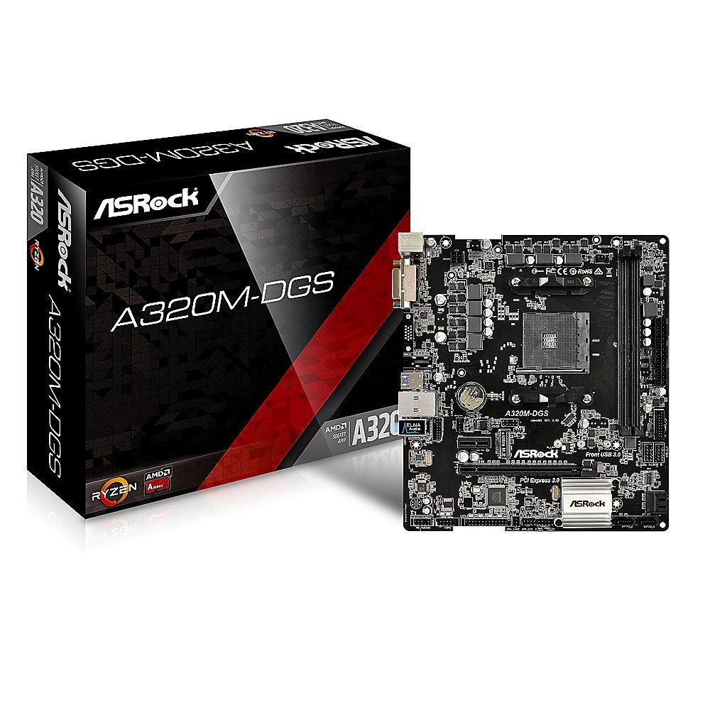 ASRock A320M-DGS AM4 DVI/M.2/SATAIII/USB3.0 mATX Mainboard, ASRock, A320M-DGS, AM4, DVI/M.2/SATAIII/USB3.0, mATX, Mainboard