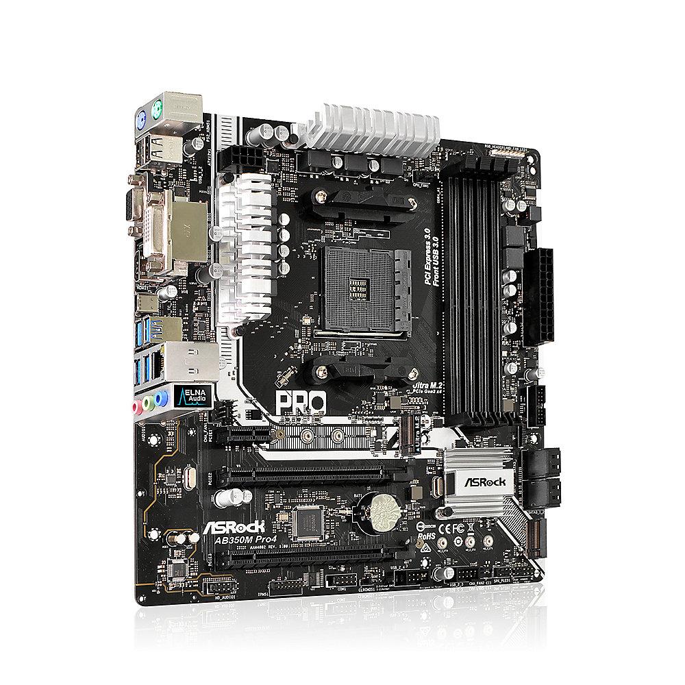 ASRock AB350M Pro4 AM4 mATX Mainboard VGA/DVI/HDMI/M.2/SATAIII/USB3.0