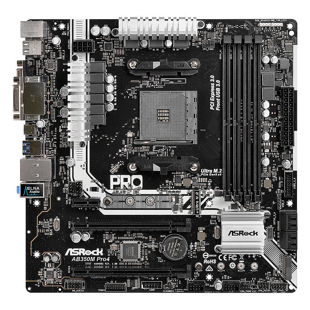 ASRock AB350M Pro4 AM4 mATX Mainboard VGA/DVI/HDMI/M.2/SATAIII/USB3.0, ASRock, AB350M, Pro4, AM4, mATX, Mainboard, VGA/DVI/HDMI/M.2/SATAIII/USB3.0