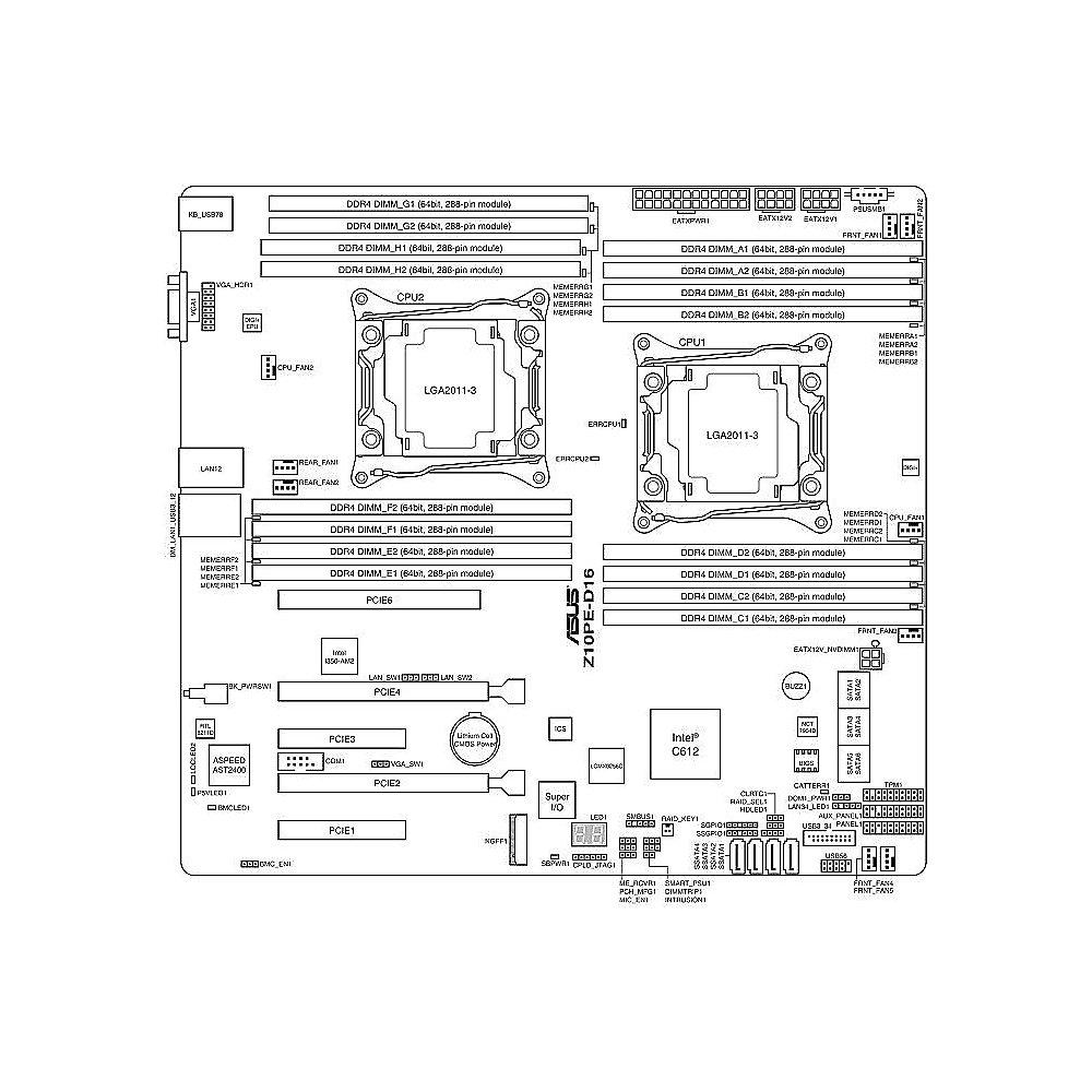 ASUS Z10PE-D16 WS Dual Xeon CPU SSI EEB Workstation Mainboard Sockel 2011-3