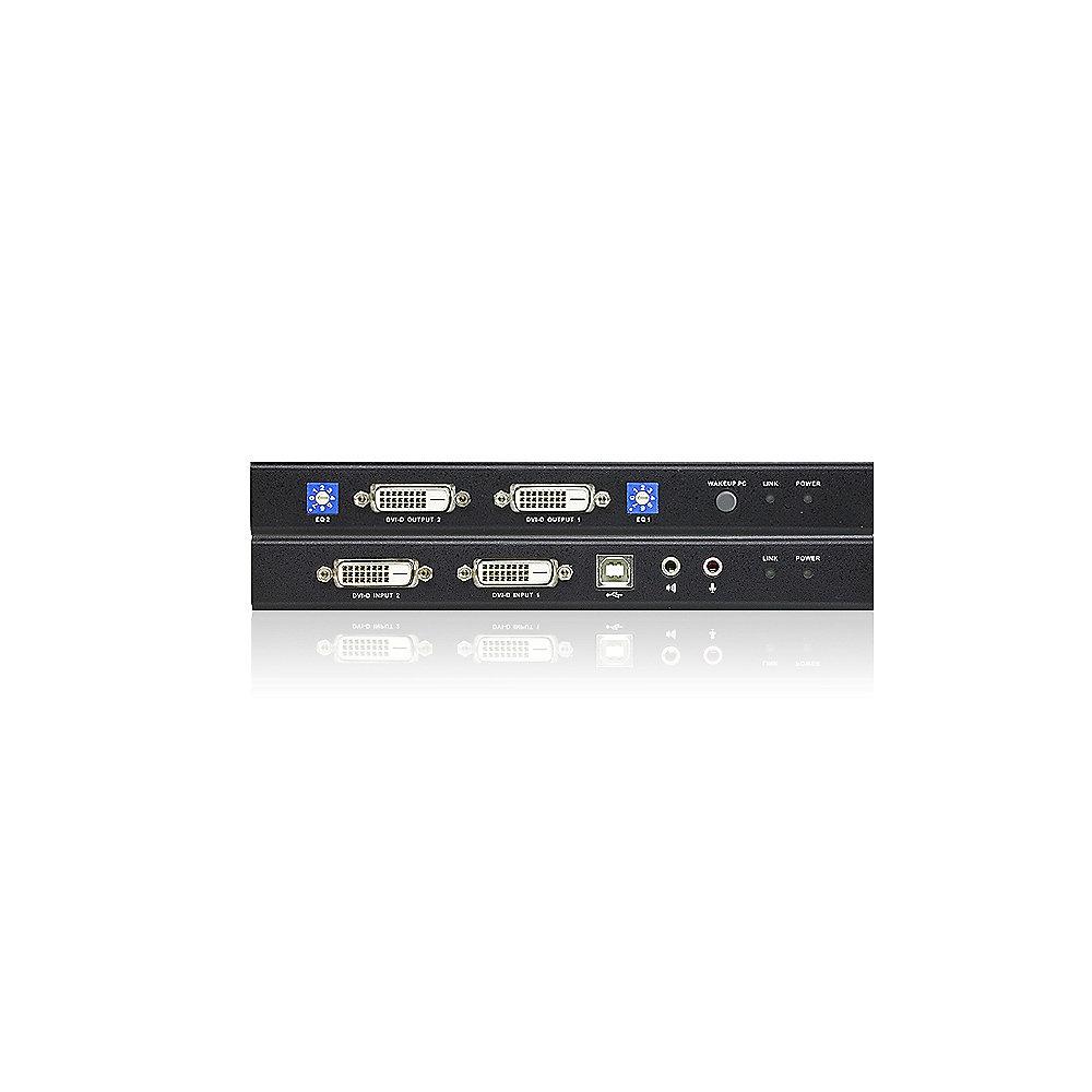 Aten CE604 USB Dual View DVI KVM Extender with Audio and RS-232 (60m) schwarz