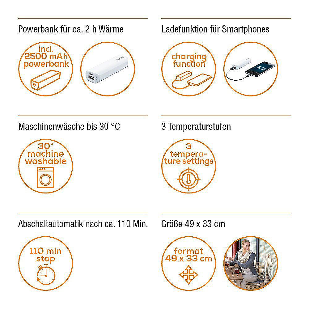 Beurer HK 47 To Go Mobiles Sitz-Heizkissen mit Powerbank