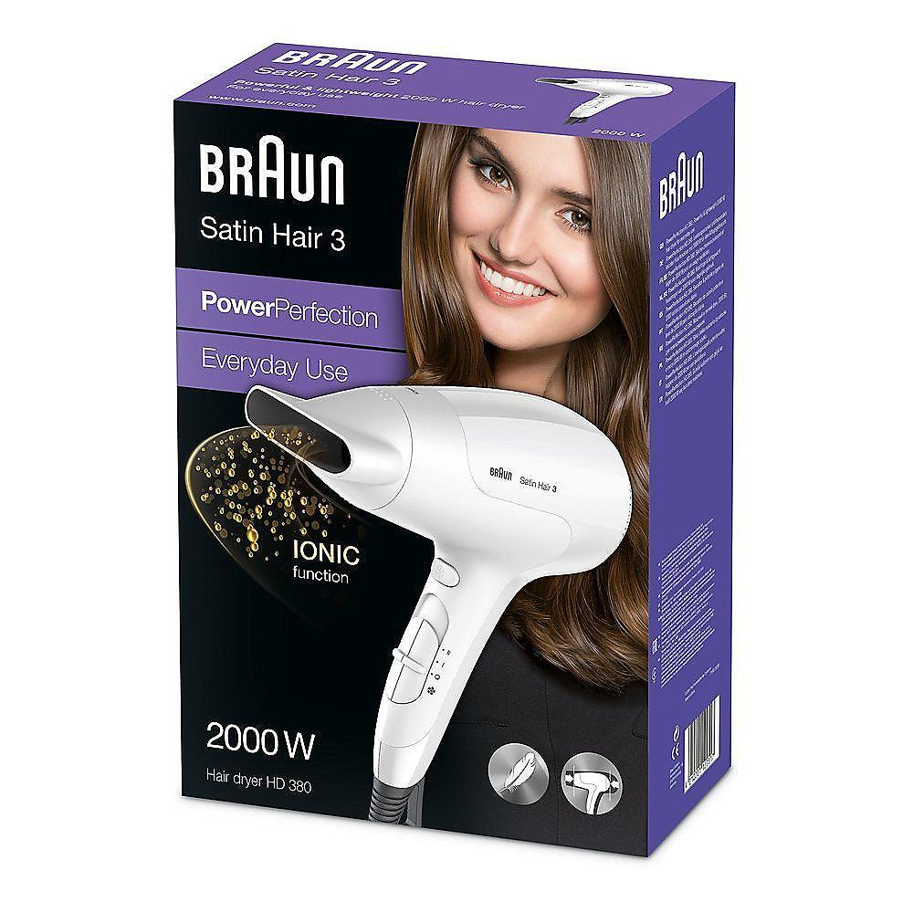 Braun Satin Hair 3 HD 380 Power Perfection solo Haartrockner weiß