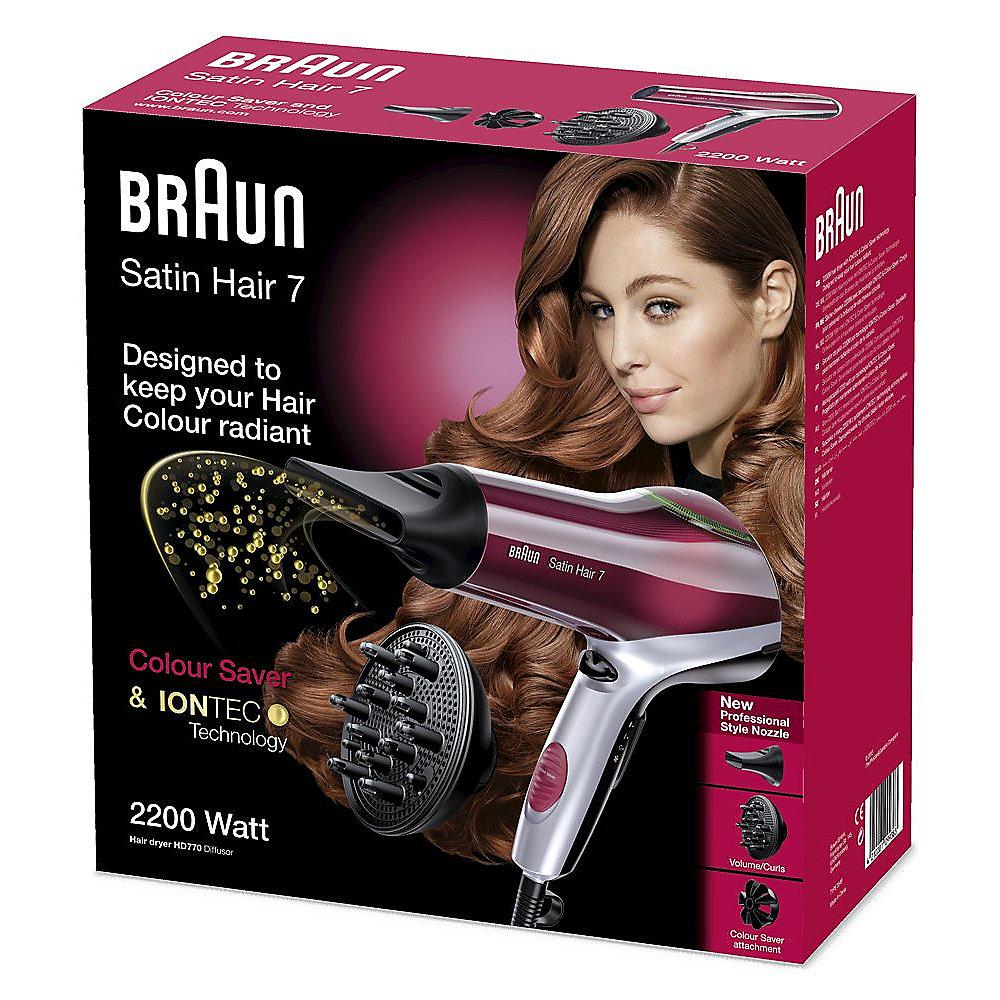 Braun Satin Hair 7 HD 770 Colour Saver Haartrockner mit Diffusor rot