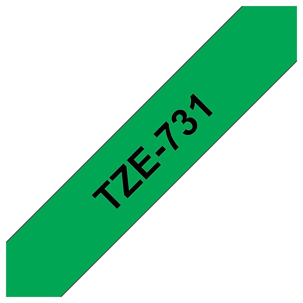 Brother TZe-731 Schriftband, schwarz auf grün, 12mm x 8m, selbstklebend, Brother, TZe-731, Schriftband, schwarz, grün, 12mm, x, 8m, selbstklebend