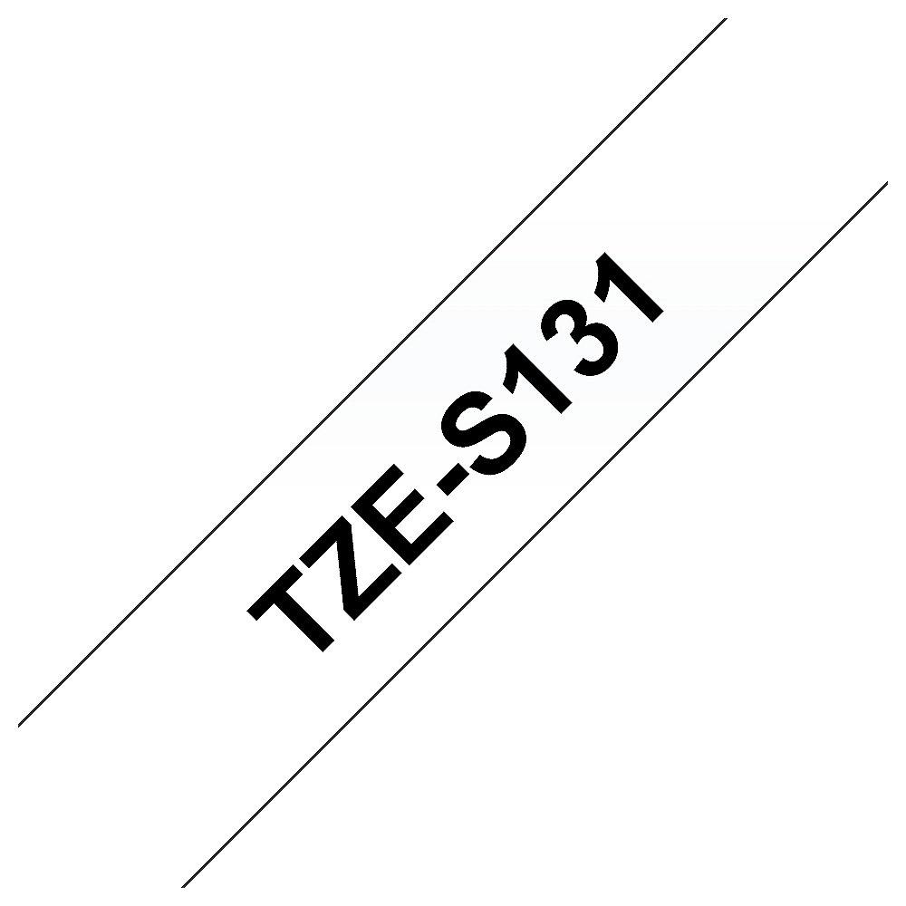 Brother TZe-S131 Schriftband, 12mm x 8m, schwarz auf transparent, stark klebend
