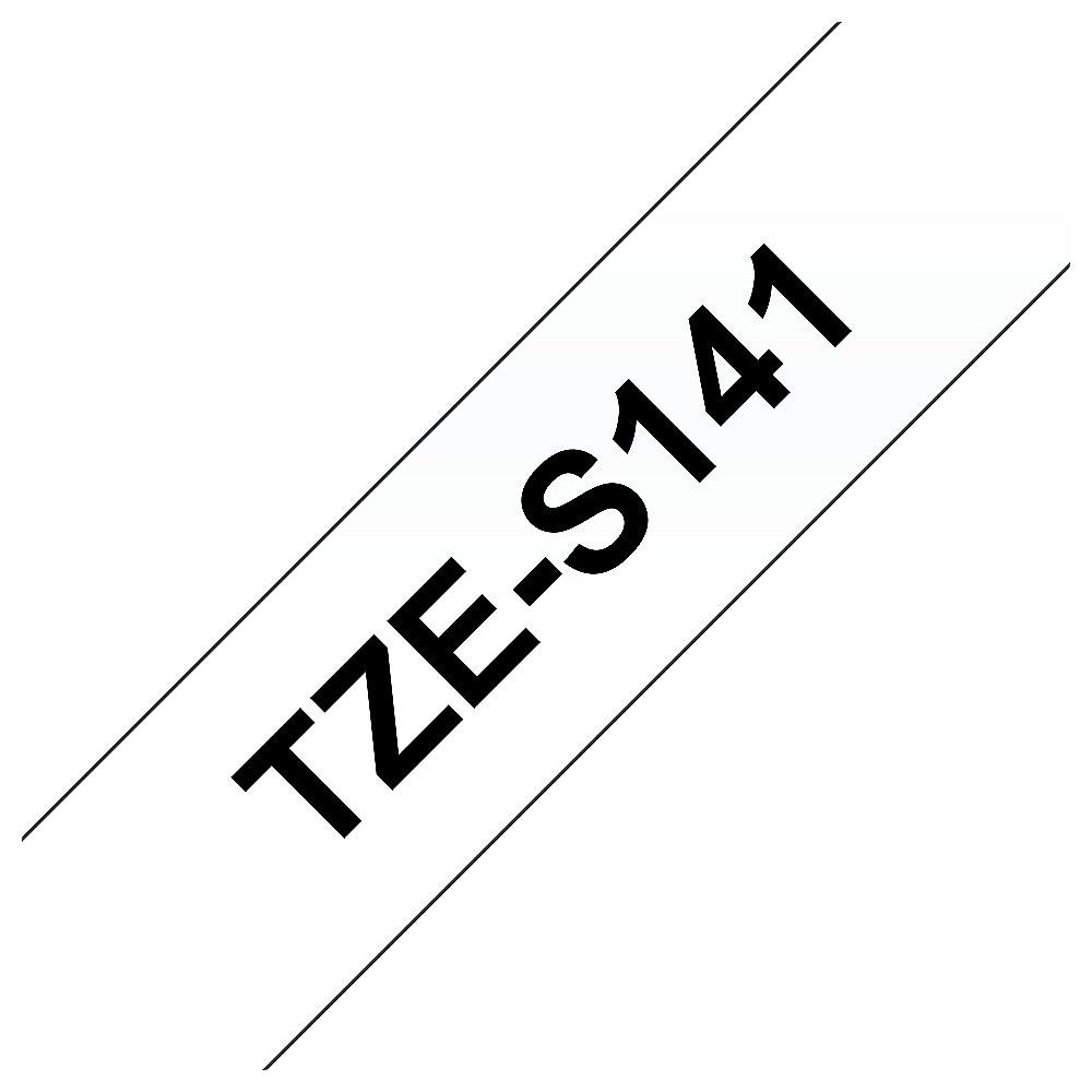 Brother TZe-S141 Schriftband, 18mm x 8m, schwarz auf transparent, stark klebend, Brother, TZe-S141, Schriftband, 18mm, x, 8m, schwarz, transparent, stark, klebend