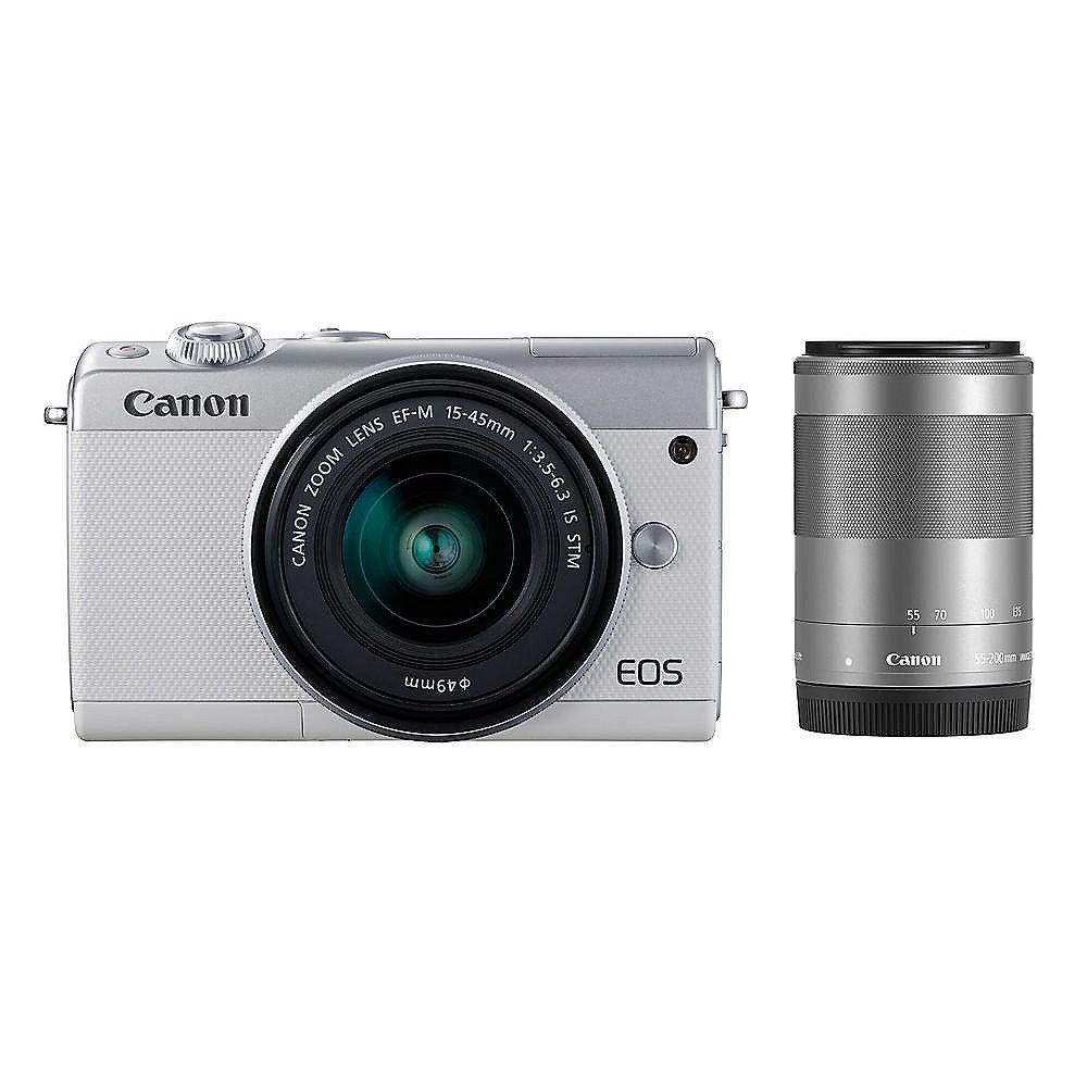 Canon EOS M100 Kit 15-45mm & 55-200mm Systemkamera weiß, Canon, EOS, M100, Kit, 15-45mm, &, 55-200mm, Systemkamera, weiß