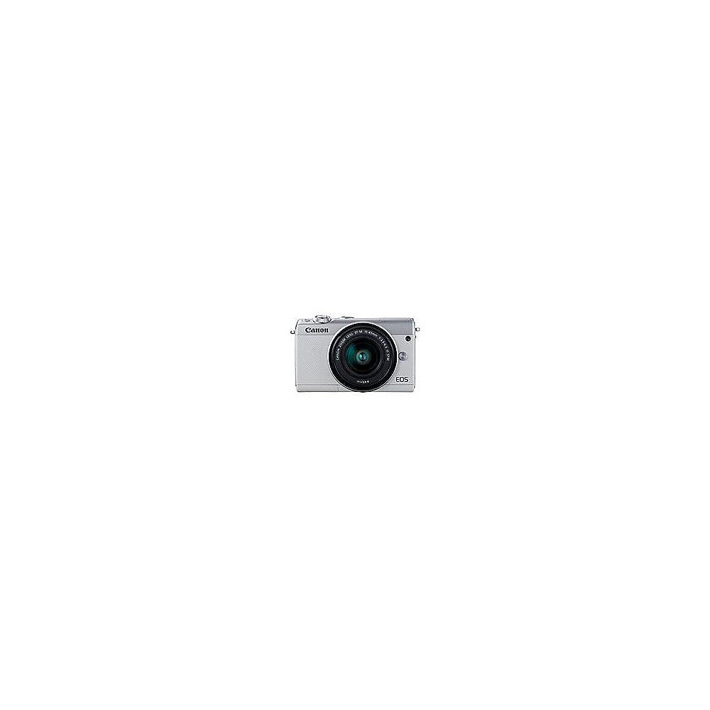 Canon EOS M100 Kit 15-45mm & 55-200mm Systemkamera weiß