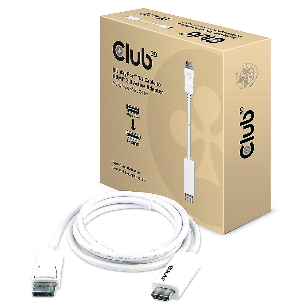 Club 3D DisplayPort Adapterkabel 3m DP zu HDMI 2.0 aktiv UHD 3D weiß CAC-1073