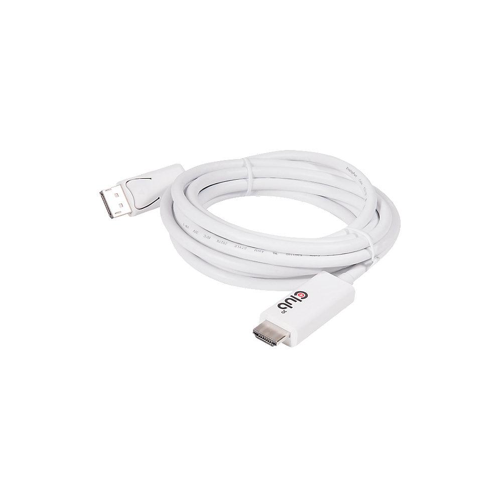 Club 3D DisplayPort Adapterkabel 3m DP zu HDMI 2.0 aktiv UHD 3D weiß CAC-1073, Club, 3D, DisplayPort, Adapterkabel, 3m, DP, HDMI, 2.0, aktiv, UHD, 3D, weiß, CAC-1073