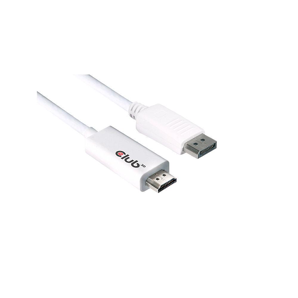 Club 3D DisplayPort Adapterkabel 3m DP zu HDMI 2.0 aktiv UHD 3D weiß CAC-1073, Club, 3D, DisplayPort, Adapterkabel, 3m, DP, HDMI, 2.0, aktiv, UHD, 3D, weiß, CAC-1073