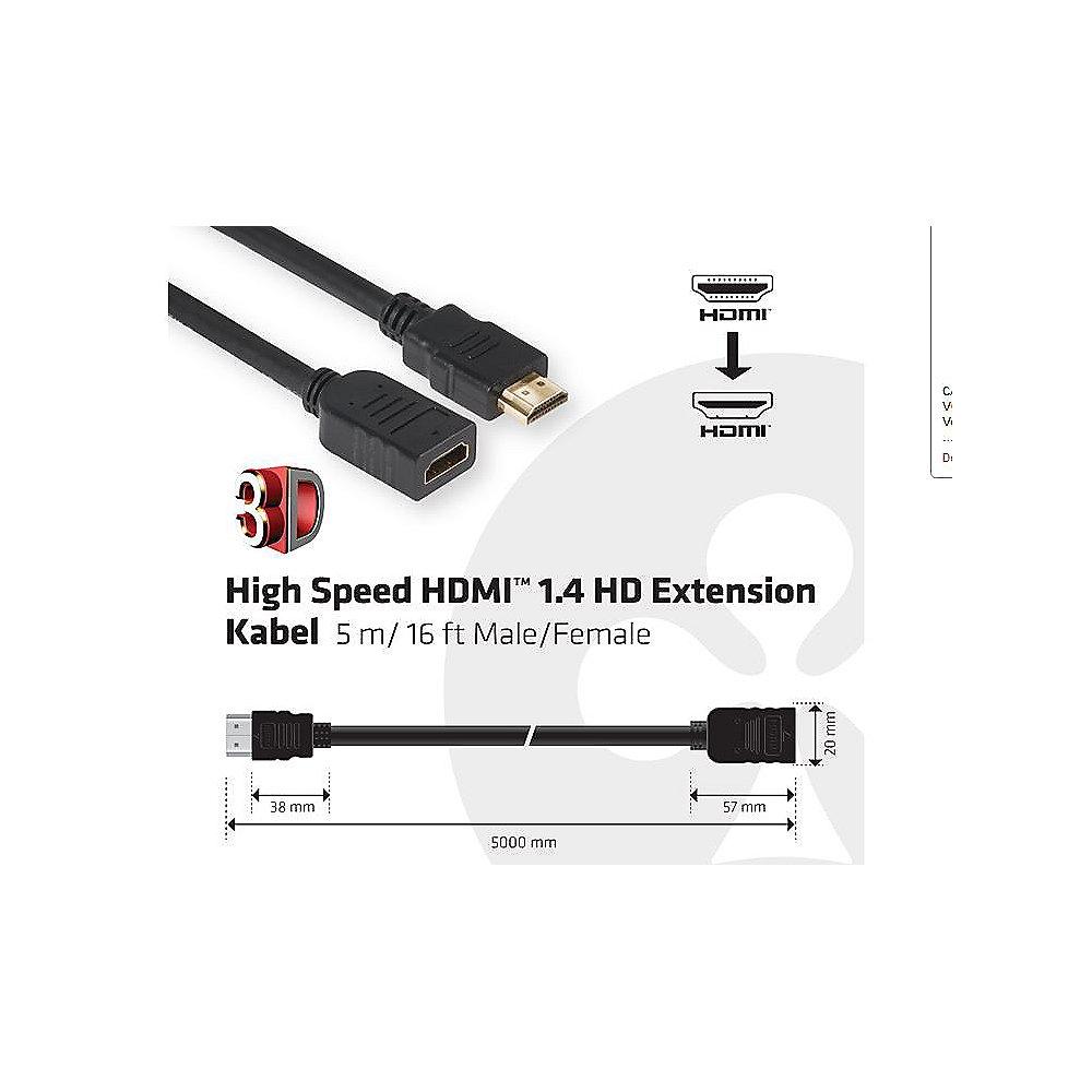 Club 3D HDMI 1.4 Kabel 5m High Speed HD Ethernet St./Bu. schwarz CAC-1320