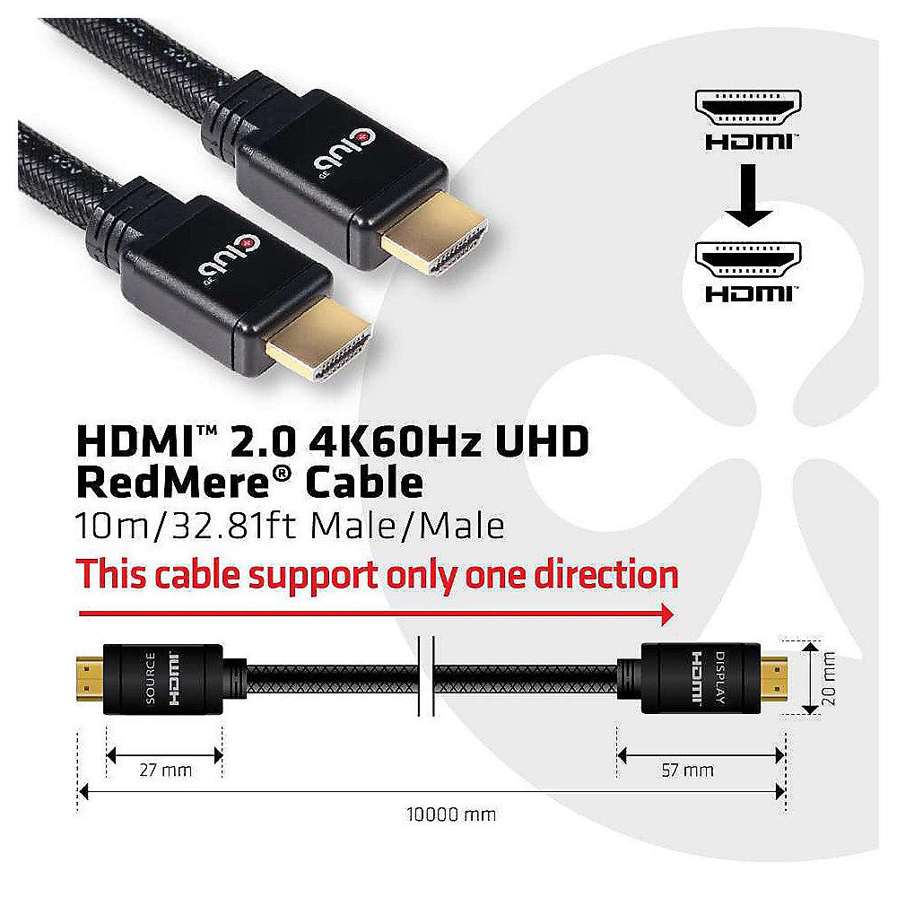 Club 3D HDMI 2.0 Kabel 10m 4K60Hz RedMere UHD St./St. schwarz CAC-2313, Club, 3D, HDMI, 2.0, Kabel, 10m, 4K60Hz, RedMere, UHD, St./St., schwarz, CAC-2313