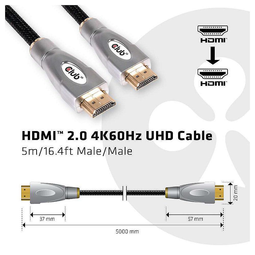 Club 3D HDMI 2.0 Kabel 5m 4K60Hz UHD St./St. schwarz CAC-2312