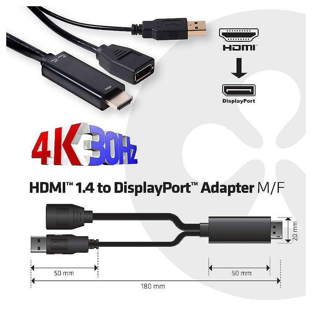 Club 3D HDMI Adapter 0,18m HDMI zu DisplayPort 1.1 St./Bu. schwarz CAC-2330, Club, 3D, HDMI, Adapter, 0,18m, HDMI, DisplayPort, 1.1, St./Bu., schwarz, CAC-2330