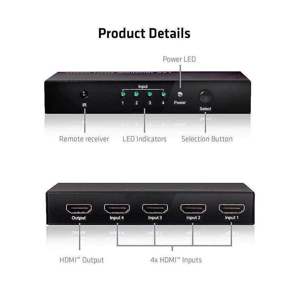 Club 3D SenseVision HDMI 2.0 4K 60Hz UHD Switchbox 4-Port CSV-1370