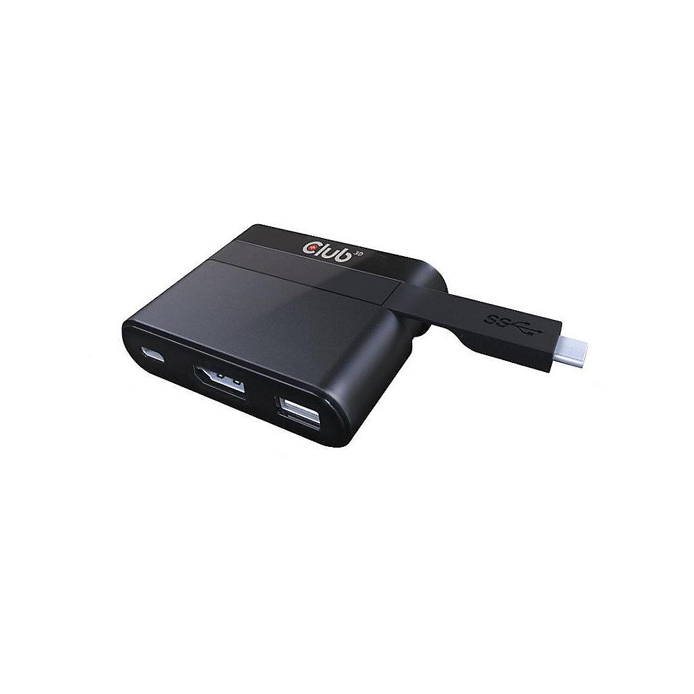 Club 3D USB 3.0 Typ-C auf DisplayPort 1.2   USB Mini Dock schwarz CSV-1537, Club, 3D, USB, 3.0, Typ-C, DisplayPort, 1.2, , USB, Mini, Dock, schwarz, CSV-1537