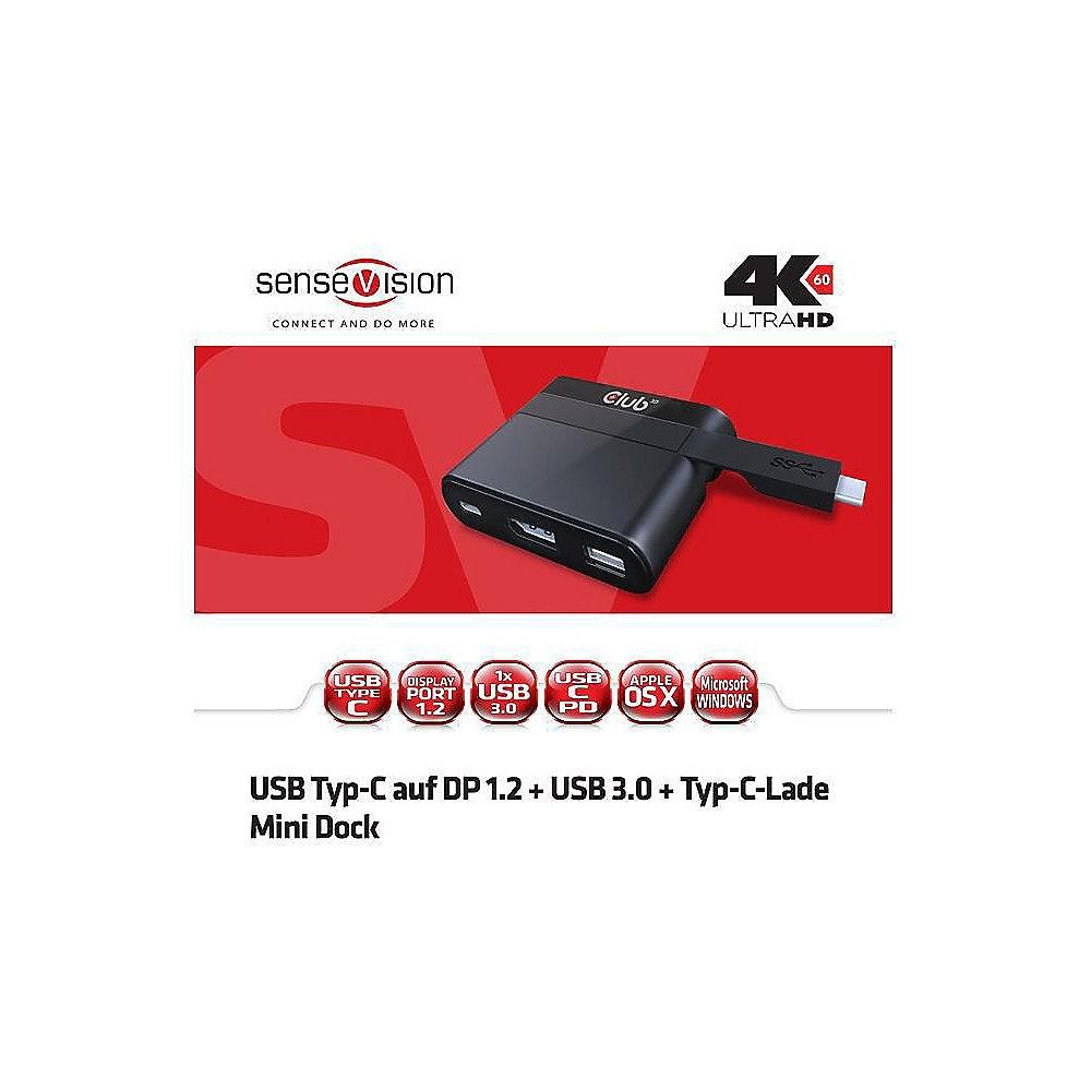 Club 3D USB 3.0 Typ-C auf DisplayPort 1.2   USB Mini Dock schwarz CSV-1537, Club, 3D, USB, 3.0, Typ-C, DisplayPort, 1.2, , USB, Mini, Dock, schwarz, CSV-1537