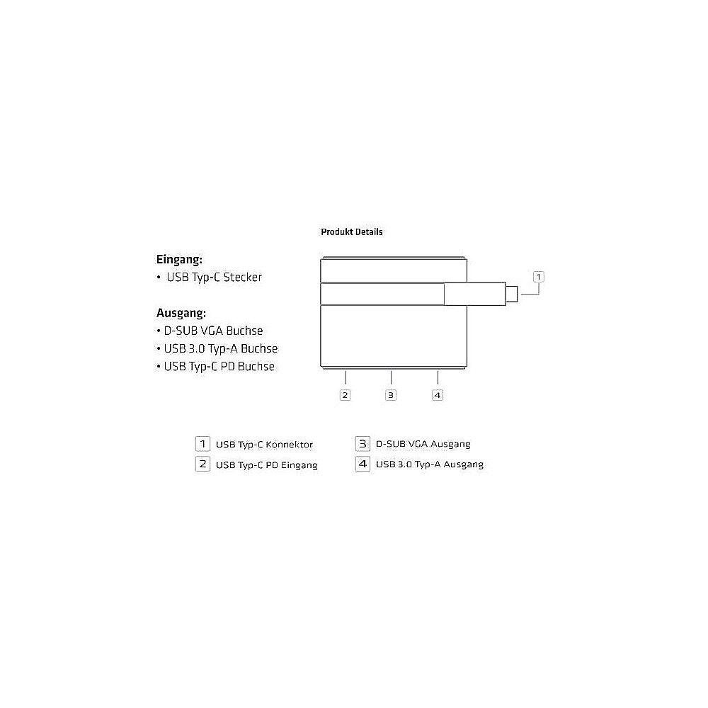 Club 3D USB 3.0 Typ-C auf VGA   USB3.0   USB Typ-C Charging Mini Dock CSV-1532