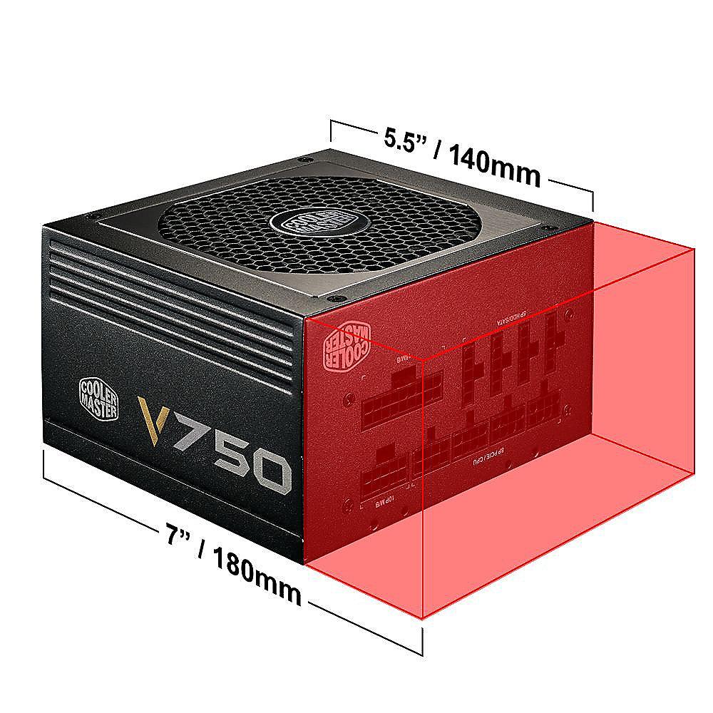 Cooler Master V-Series V750 750 Watt 80  Gold vollmodular 120mm Lüfter, Cooler, Master, V-Series, V750, 750, Watt, 80, Gold, vollmodular, 120mm, Lüfter