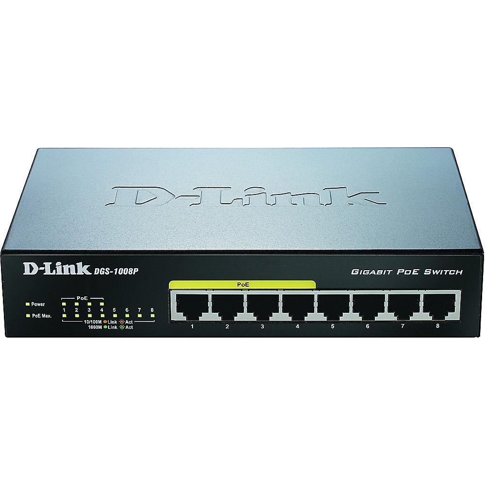 D-Link DGS-1008P 8x Gigabit Switch PoE, D-Link, DGS-1008P, 8x, Gigabit, Switch, PoE