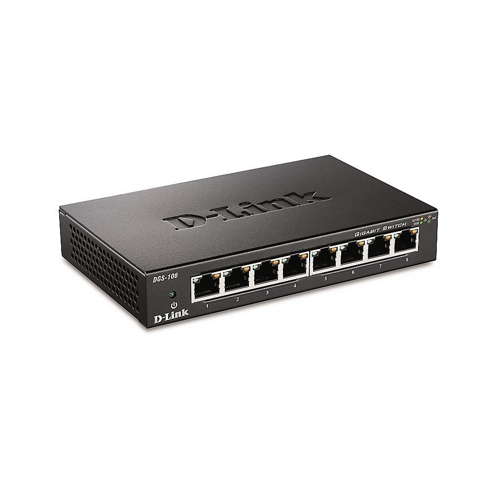 D-Link DGS-108 8-Port Desktop Gigabit Switch, D-Link, DGS-108, 8-Port, Desktop, Gigabit, Switch