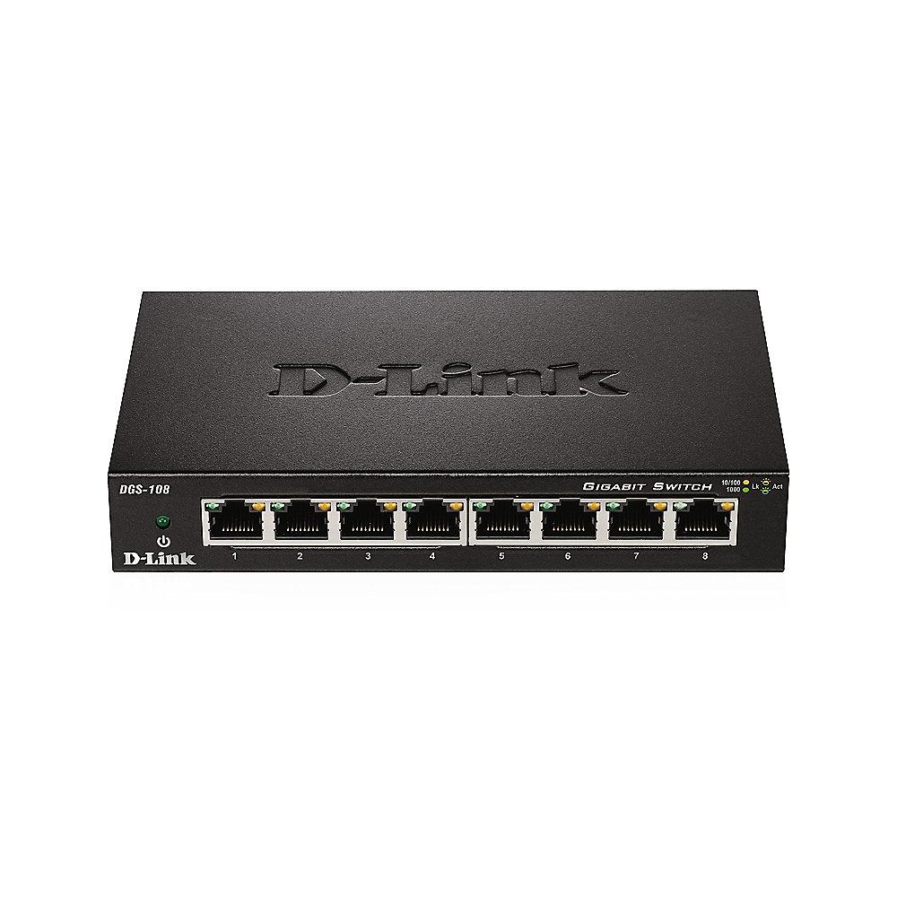 D-Link DGS-108 8-Port Desktop Gigabit Switch, D-Link, DGS-108, 8-Port, Desktop, Gigabit, Switch