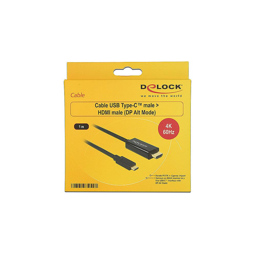 DeLOCK Adapterkabel 1m USB-C zu HDMI 4k 60Hz St./St. 85290 schwarz, DeLOCK, Adapterkabel, 1m, USB-C, HDMI, 4k, 60Hz, St./St., 85290, schwarz
