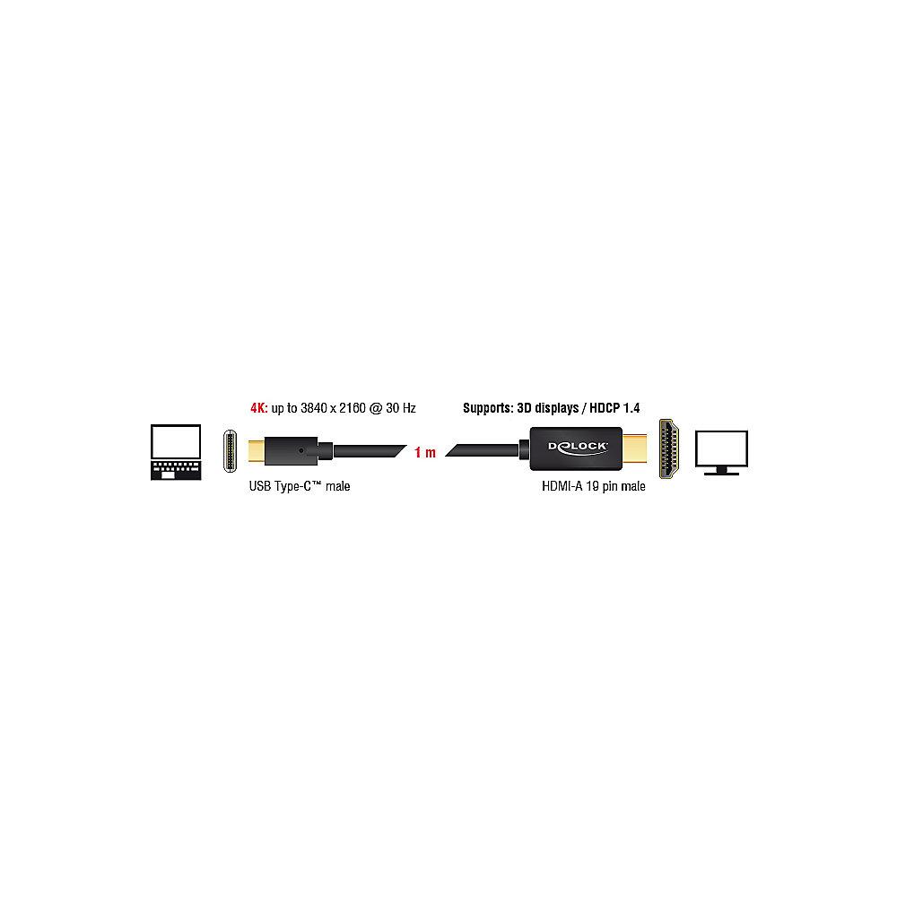 DeLOCK Adapterkabel 3m USB-C zu HDMI 4k 30Hz St./St. 85260 schwarz