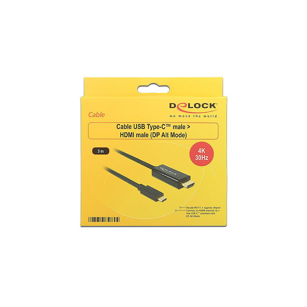 DeLOCK Adapterkabel 3m USB-C zu HDMI 4k 30Hz St./St. 85260 schwarz