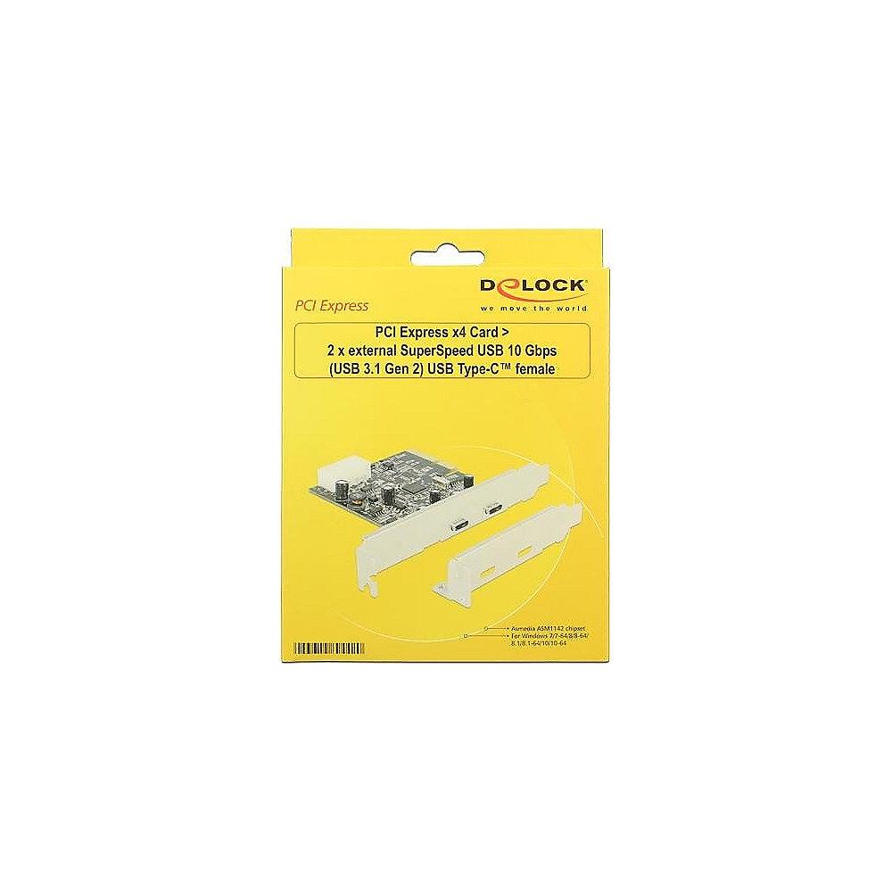 DeLOCK PCI Express x4 Karte > 2x USB 3.1 Gen2 Typ-C Buchsen, DeLOCK, PCI, Express, x4, Karte, >, 2x, USB, 3.1, Gen2, Typ-C, Buchsen