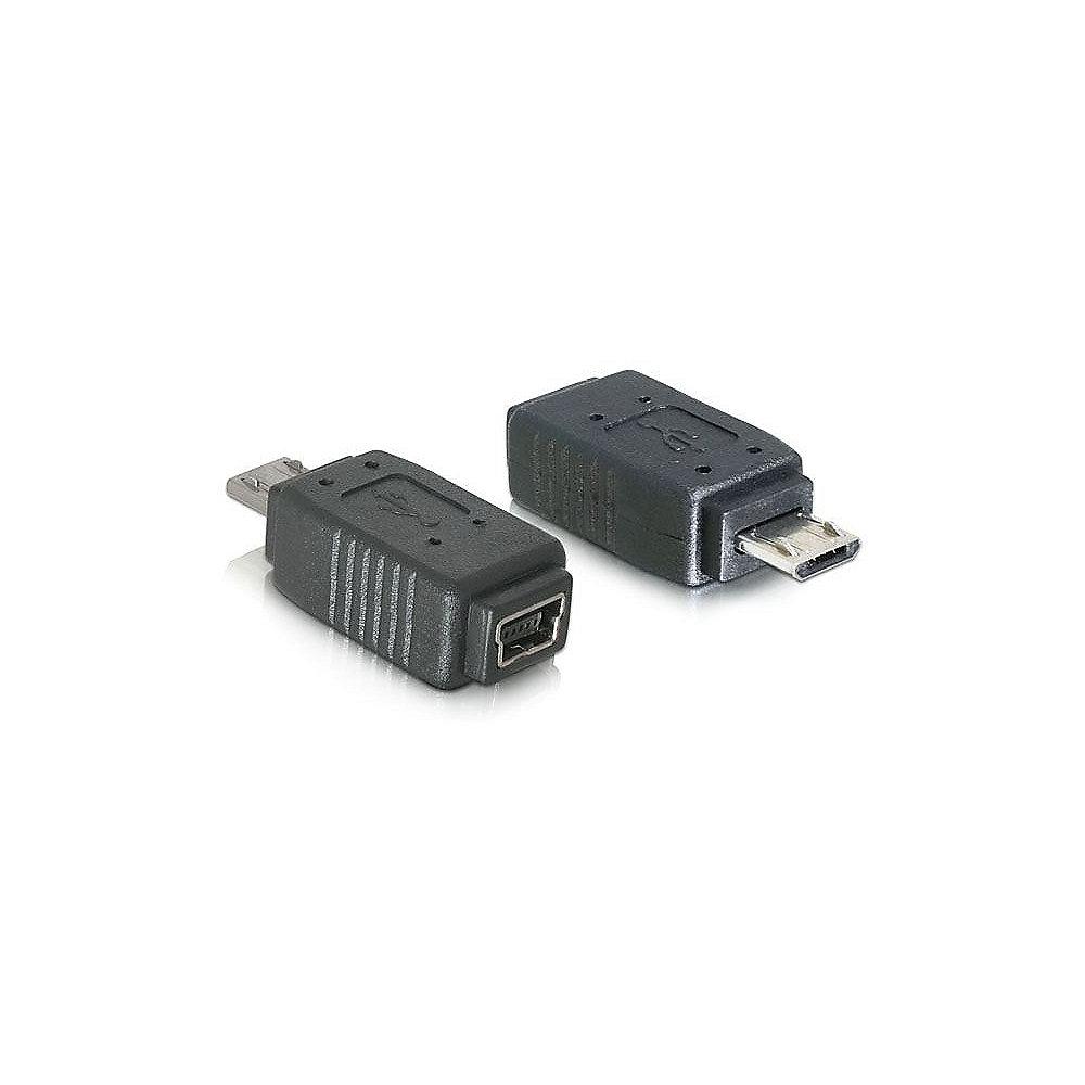 DeLOCK USB 2.0 Adapter micro-B St. zu mini USB 5pin Bu. 65063 schwarz, DeLOCK, USB, 2.0, Adapter, micro-B, St., mini, USB, 5pin, Bu., 65063, schwarz