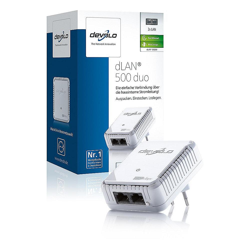 devolo dLAN 500 duo (500Mbit, Powerline, 2xLAN, Netzwerk, Slim-Design)