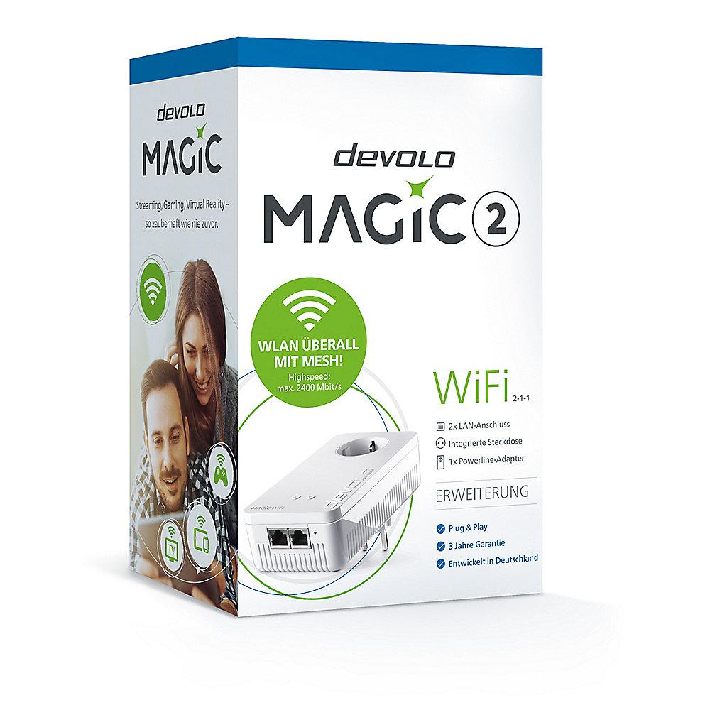 devolo Magic 2 WiFi 2-1-1 Einzeladapter (2400mbps Powerline   2xLAN)