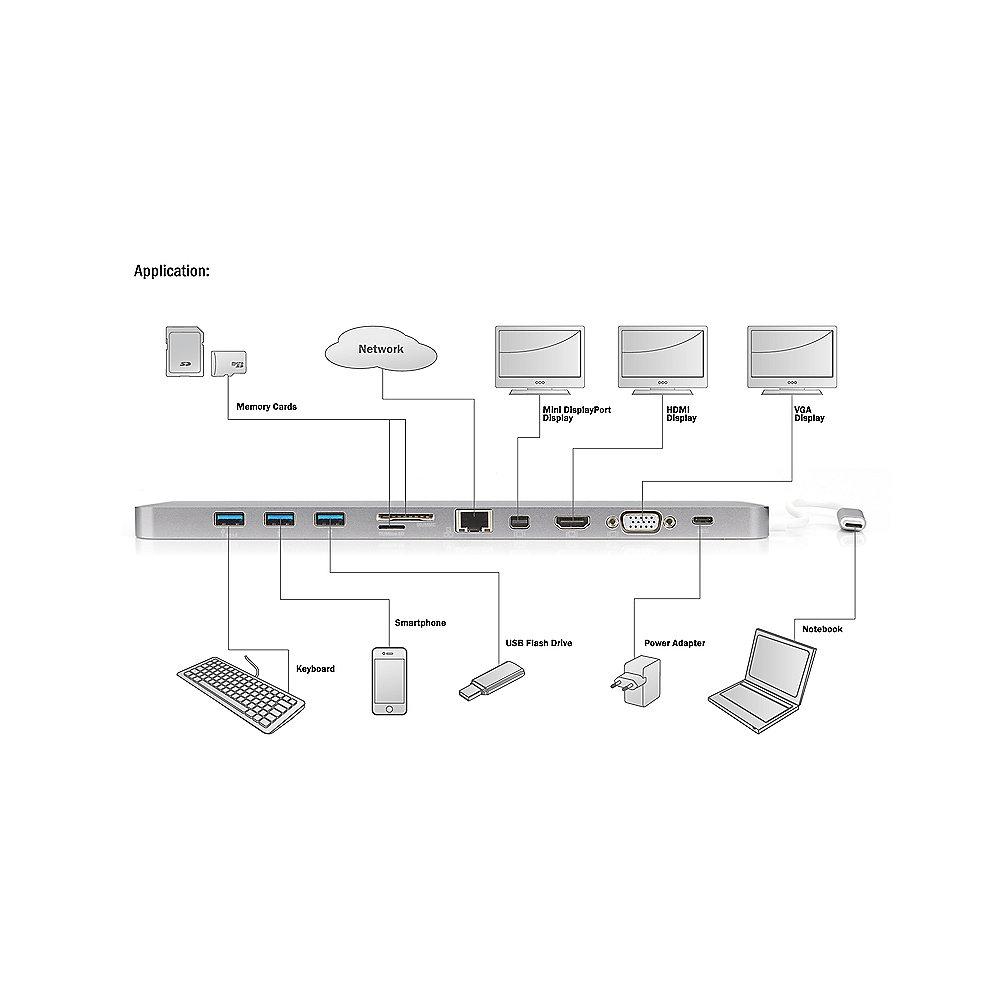 Digitus 12" Universal Notebook Docking Station USB Typ-C UHD grau